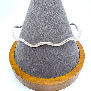 VTG Sterling Silver 925 Wavey Design Thin Bangle Bracelet Size 7.5" Fit